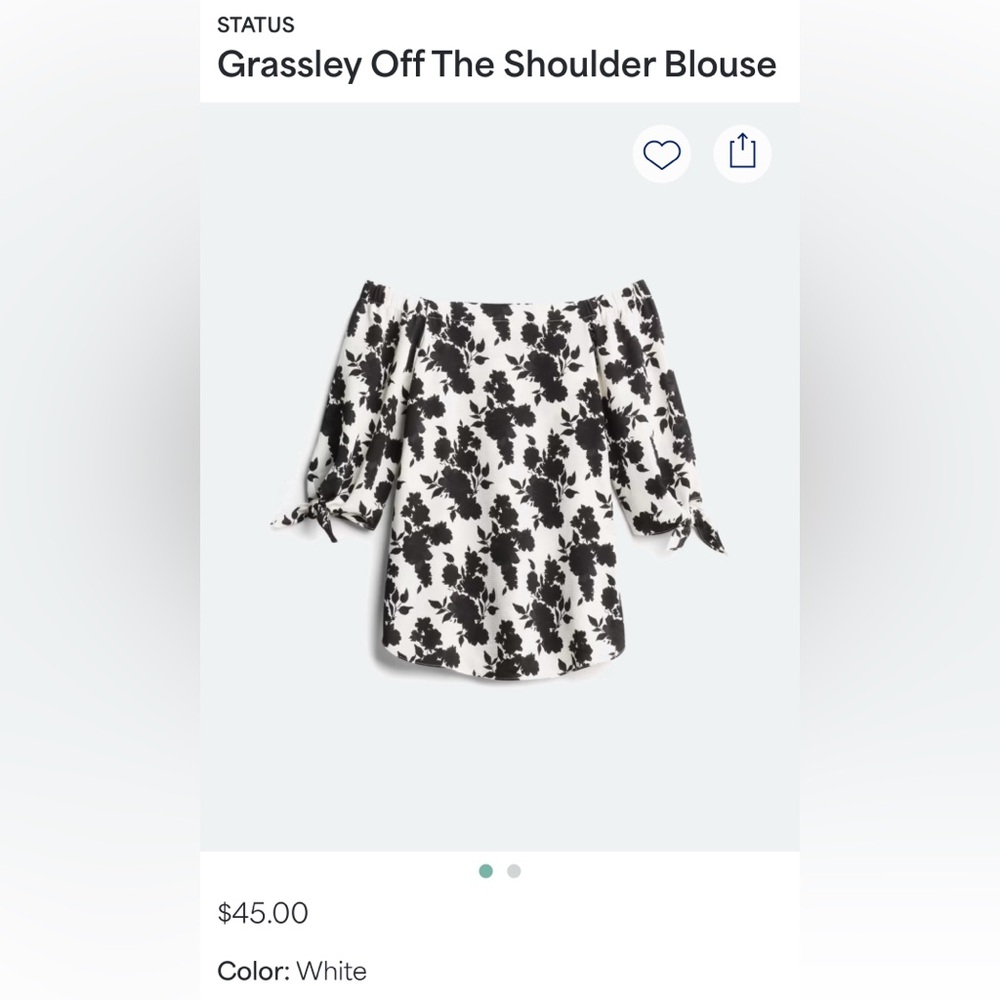 Status Off The Shoulder Blouse - Black and White Stitch Fix XXL